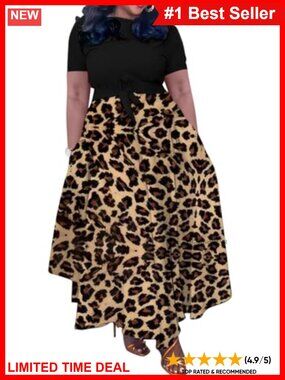 Plus Size Maxi Dress 3/4 Sleeve A-Line Belted Casual
